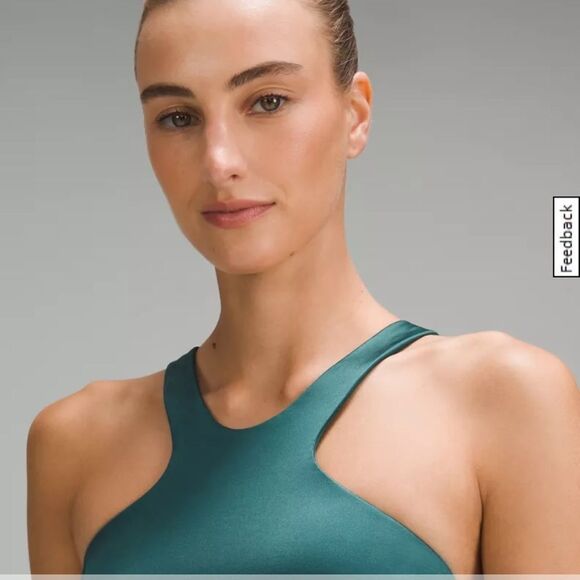 NWT New LULULEMON Shine Racerback Train Bra Storm Teal Green SMTL 10 - Picture 4 of 9